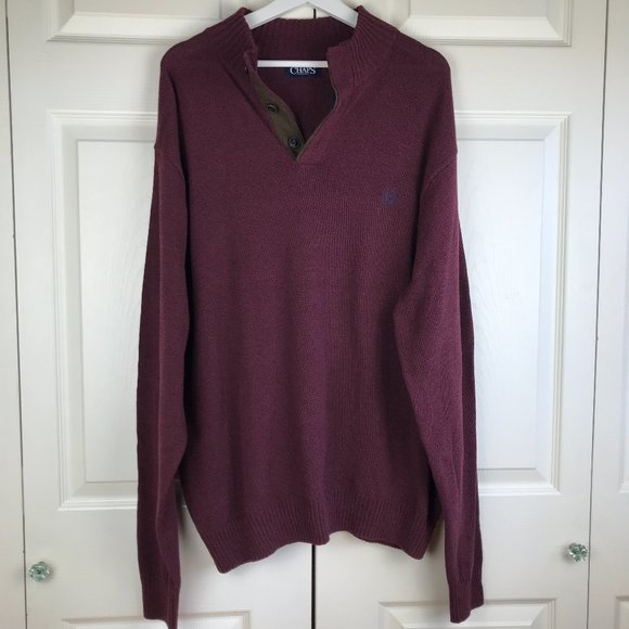 Chaps Mens Classic Fit Cotton Button Mock Sweater - Picture 3 of 16